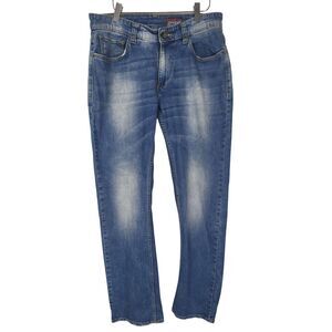 Spykar Jeans 36x33 Mens Mid Rise Straight Leg Medium Wash Distressed Bottoms